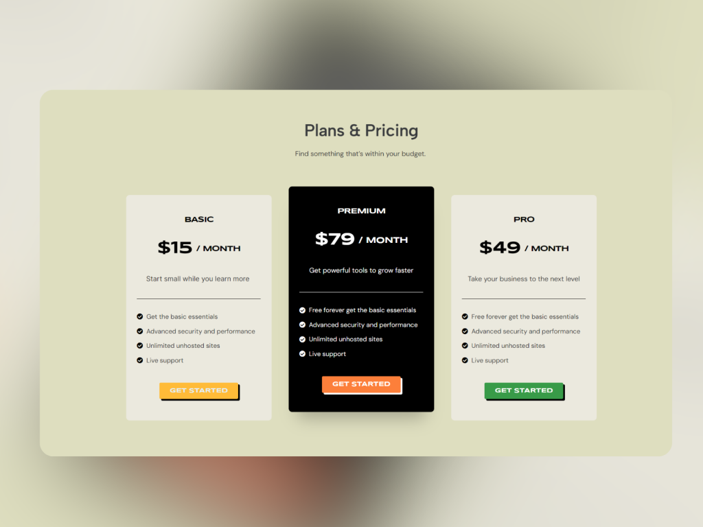 Pricing Section Retro Style
